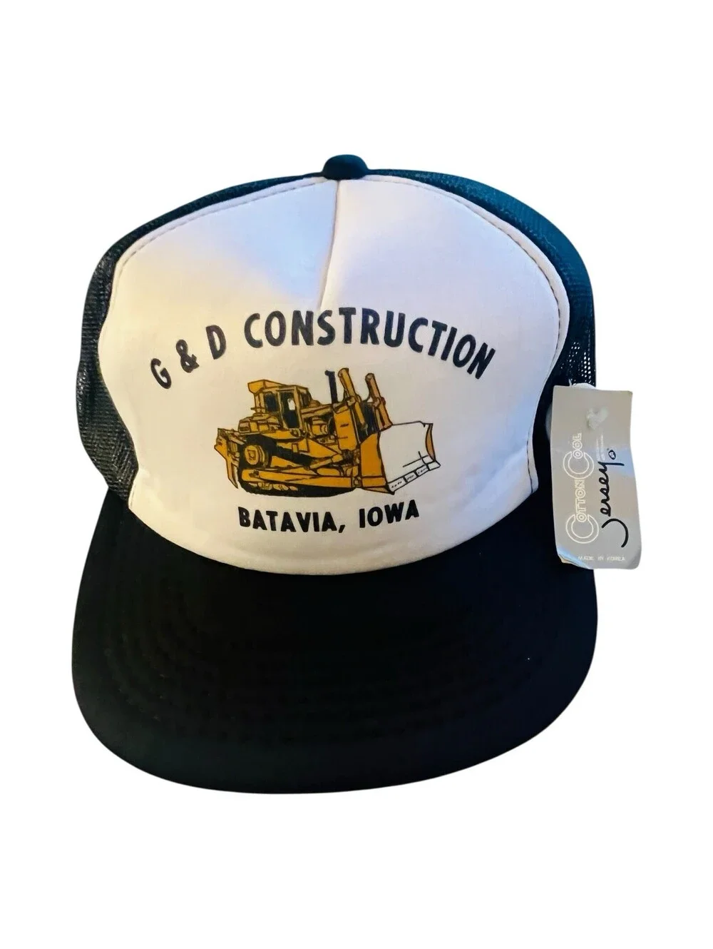 Vintage Dead Stock G & D Construction Iowa Trucker Hat Rare NWTKorea Retro 70 80